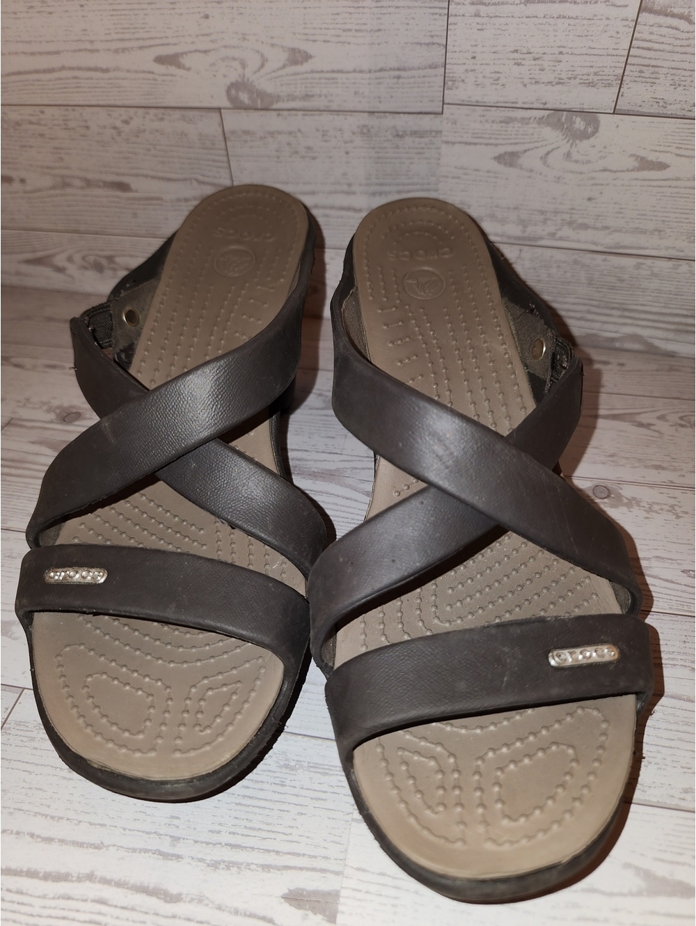 Crocs Women's Brown Heeled Sandals Size 8W